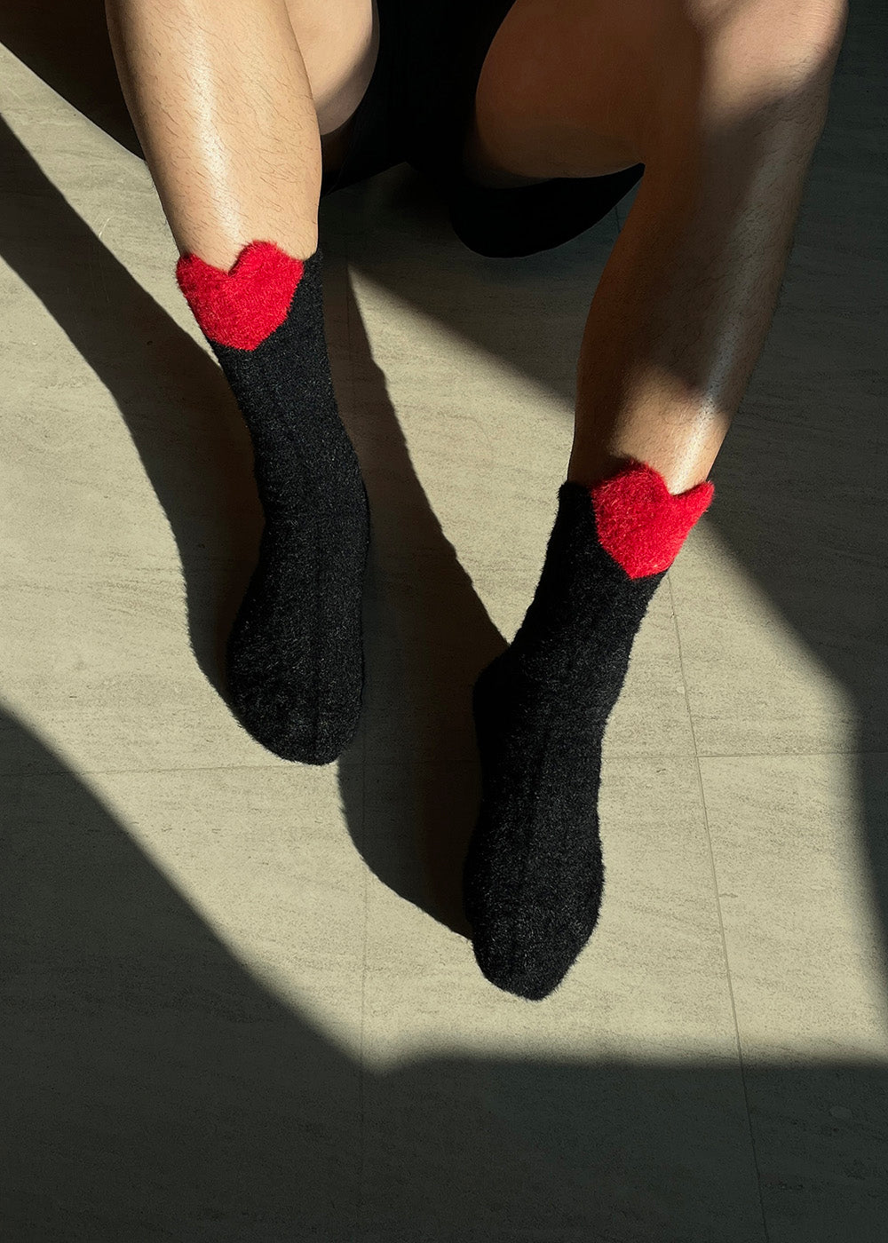 Heart socks in Black and Red