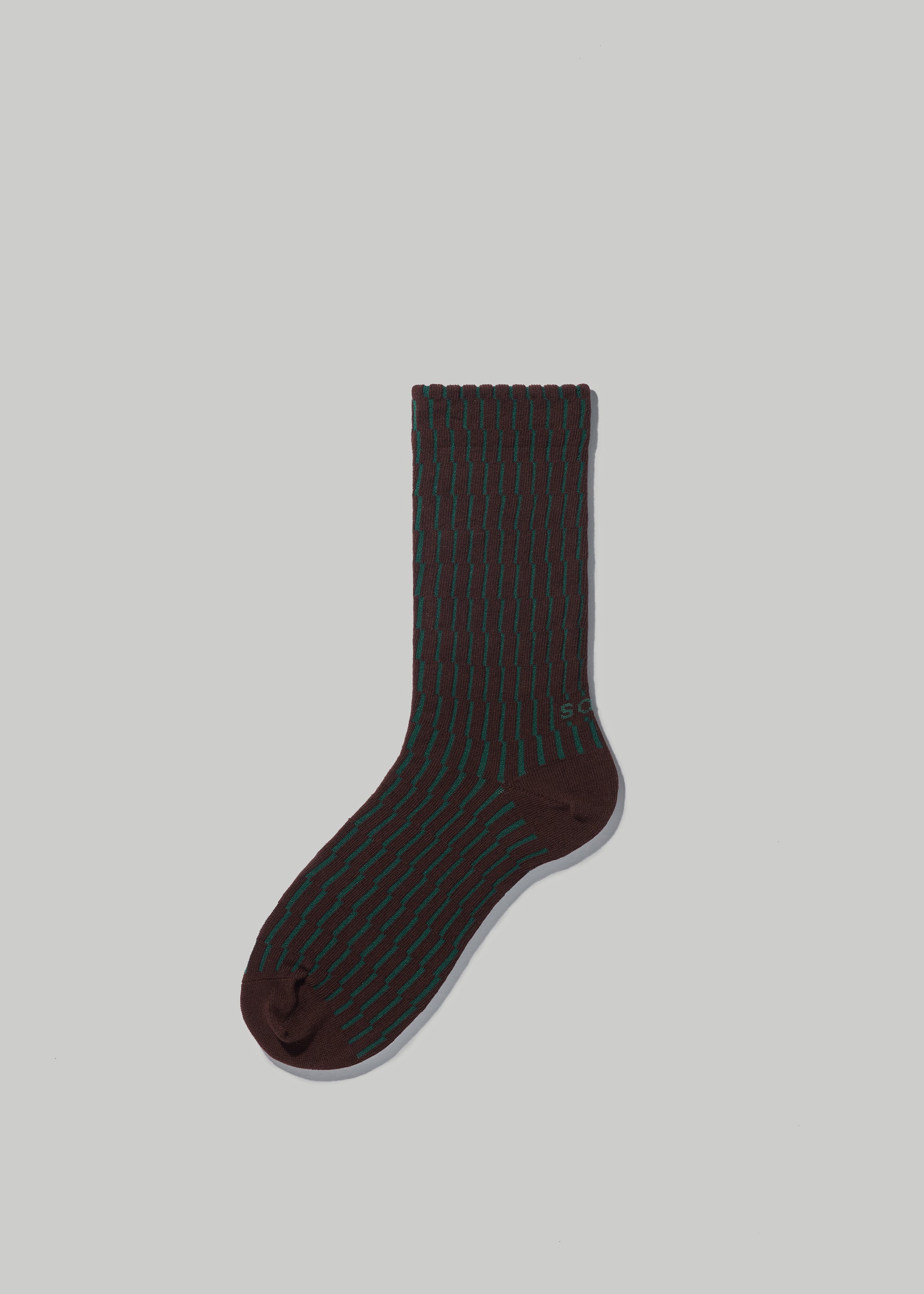 Shifting Grid socks in Chocolate and Forest